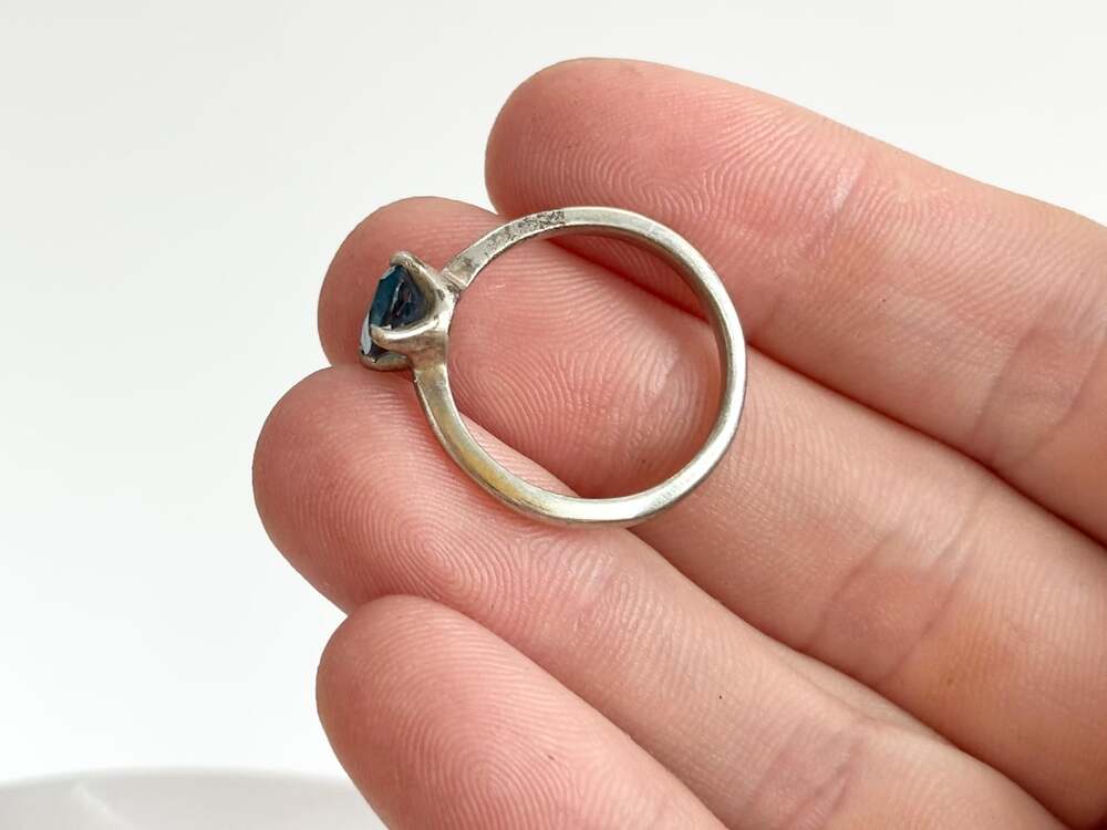Kyanite Oval Cut Gemstone Solitaire Minimalist Sterling Silver 925 Vintage Ring - Picture 7 of 13